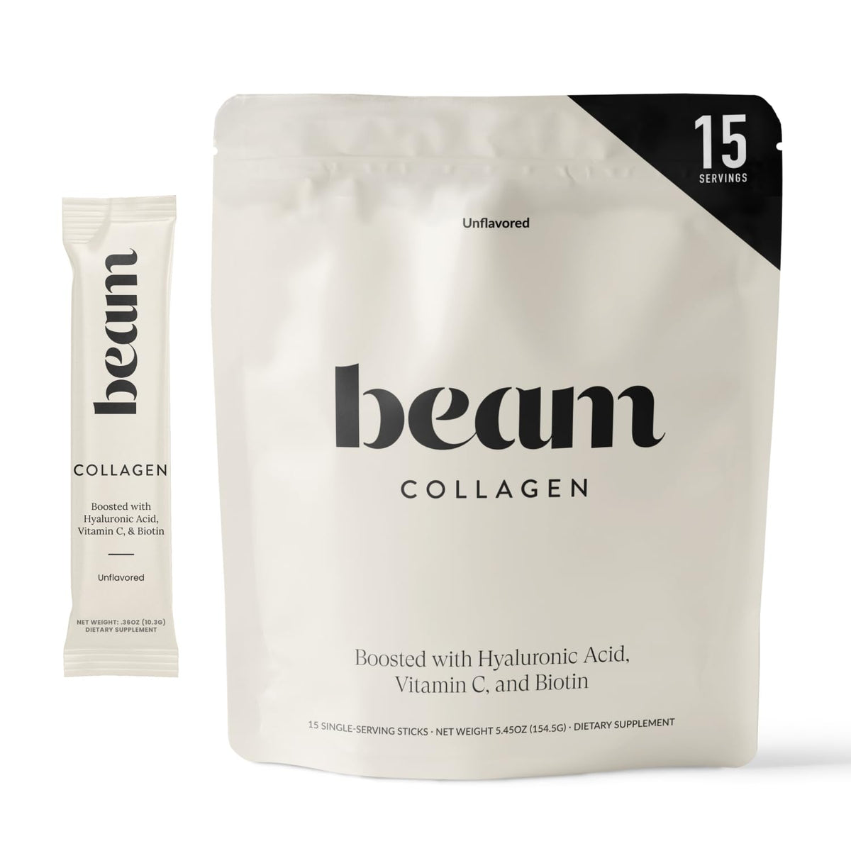Beam Collagen Powder for Women bottle showing daily beauty support