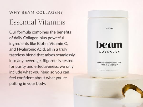 Beam Collagen with Vitamin C label emphasizing antioxidant support