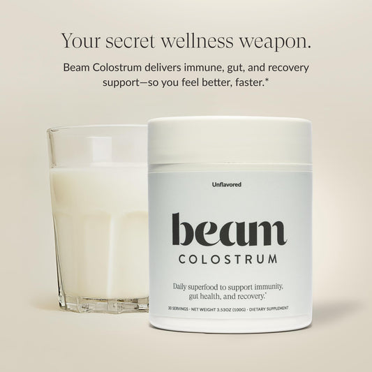 Beam Colostrum Powder serving scoop: convenient 3g per serving for on-the-go use.