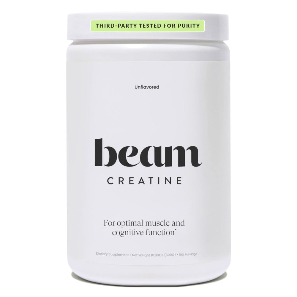 Beam Creatine Monohydrate Powder in a jar supports steady strength gains.