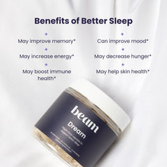 Beam Dream packaging box signaling a month-long sleep support supply