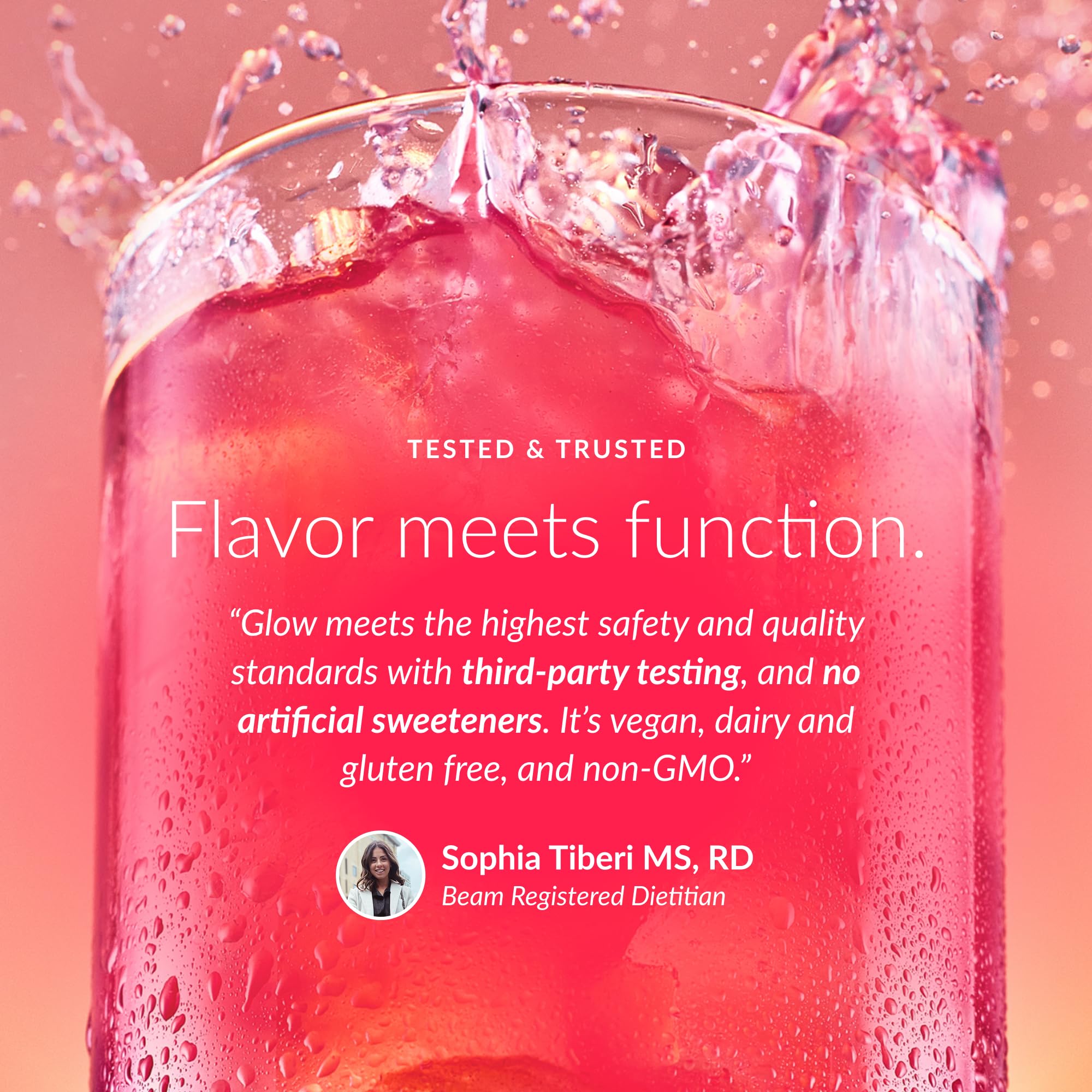 Beam Glow ingredients close-up emphasizes ashwagandha and selenium for stress resilience.