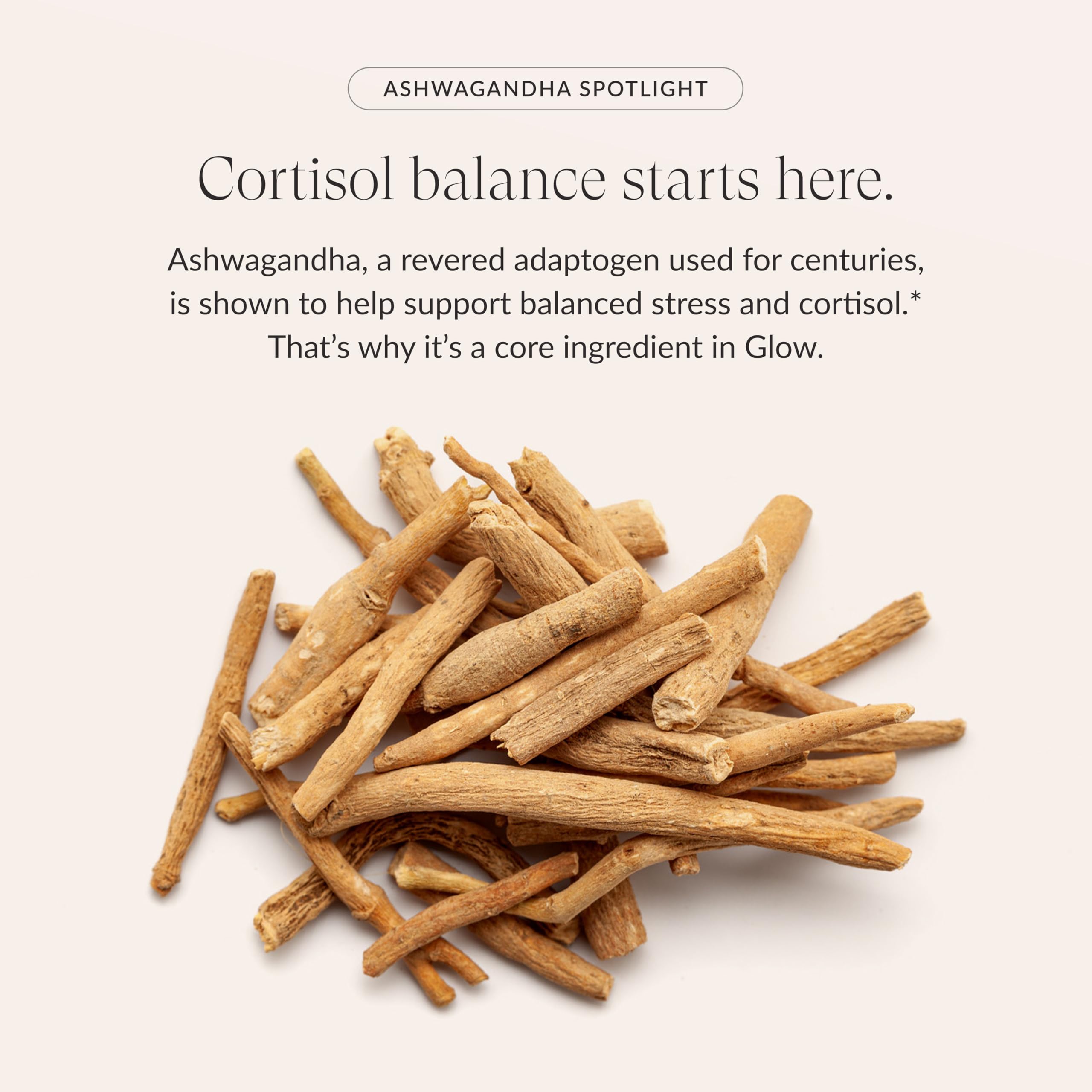 Beam Glow capsules with ashwagandha highlighting adaptogenic balance