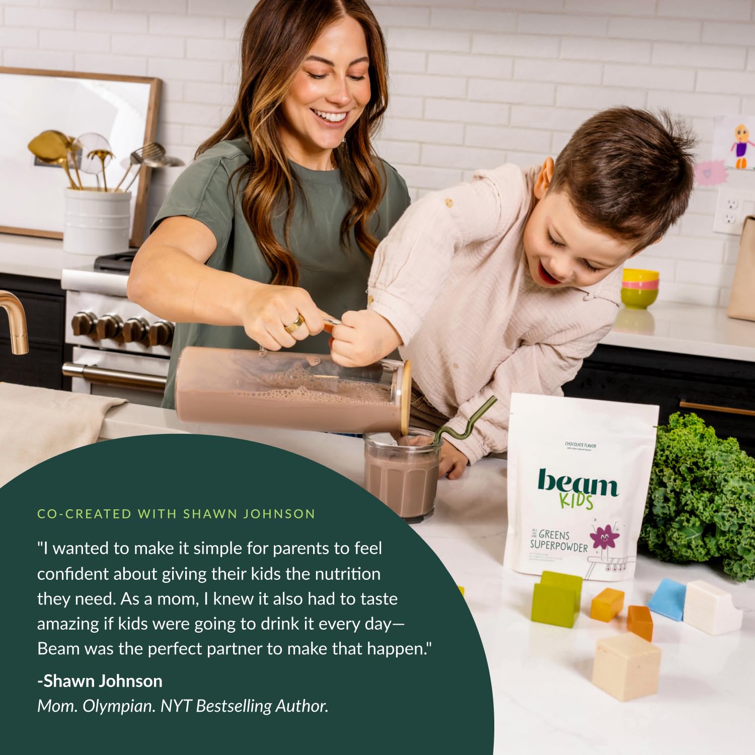 Beam Kids Multivitamin Powder mixed in water for a quick daily routine.