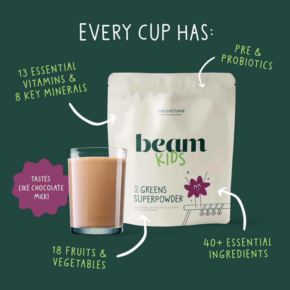 Beam Kids Multivitamin Powder scoop for easy, consistent daily dosing