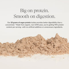 Organic pea isolate close-up highlights pure plant protein ingredients.