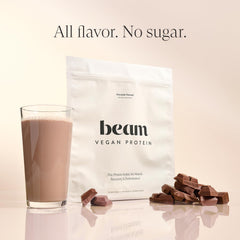 Shaker with Beam vegan protein shows easy mixing.