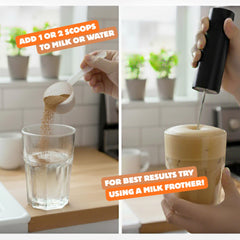 Beanio Caramel Protein Iced Coffee brew steam conveys clean energy and focus.