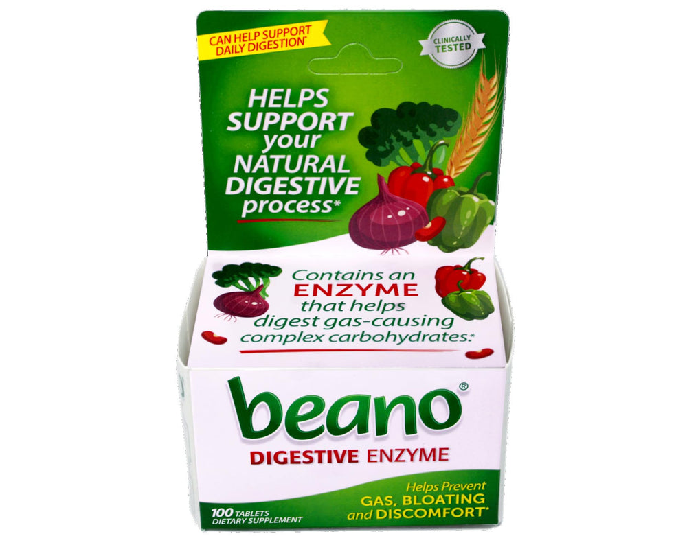 Beano bottles on shelf display for easy pantry access.