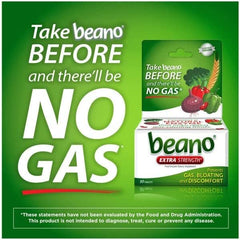 Beano extra strength packaging 9-pack display for convenient multi-pack use.