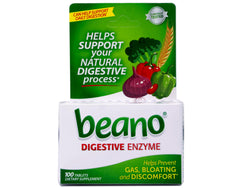Beano packaging showing enzyme action concept for digestion support.
