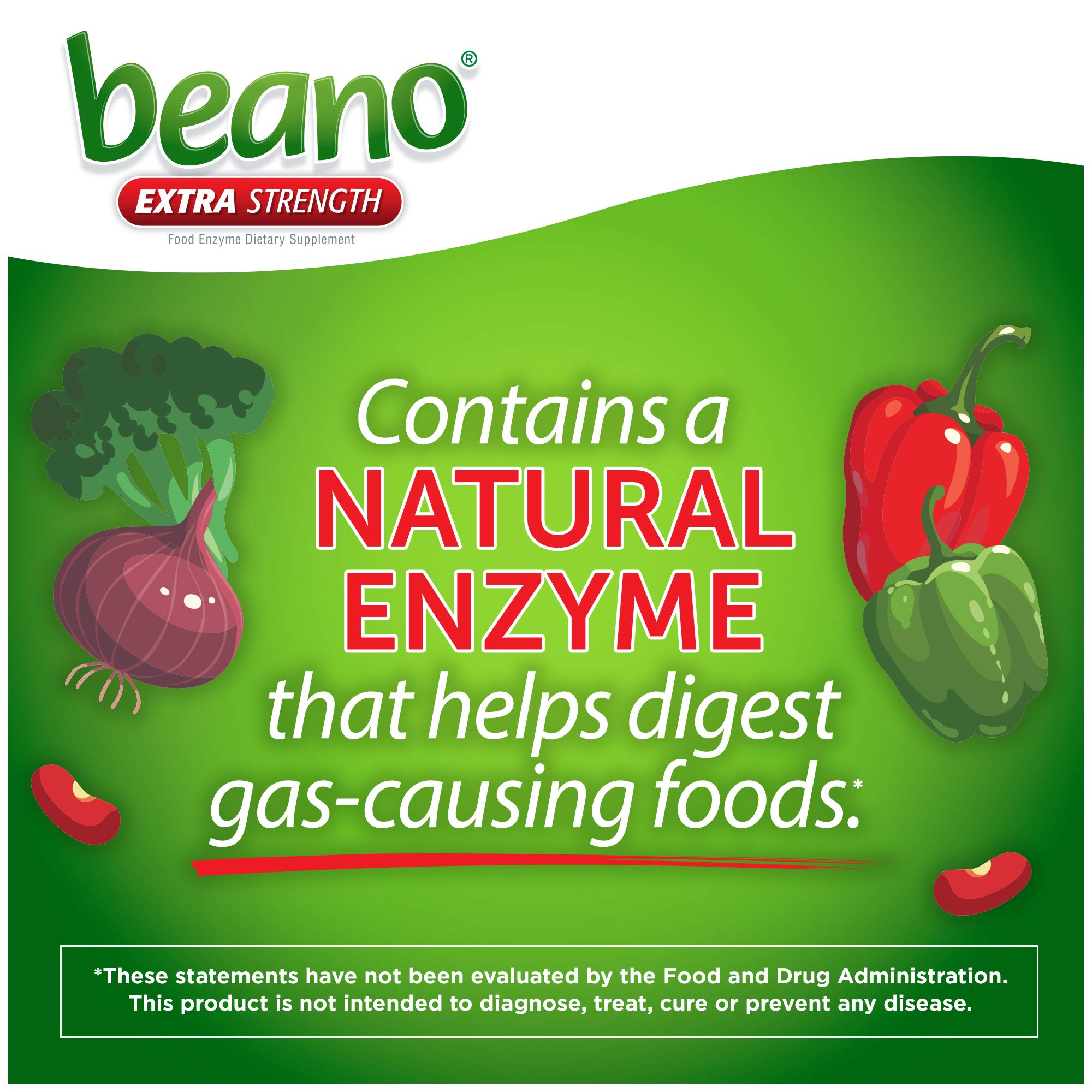Beano Ultra 800 shown as gas prevention aid during meals.