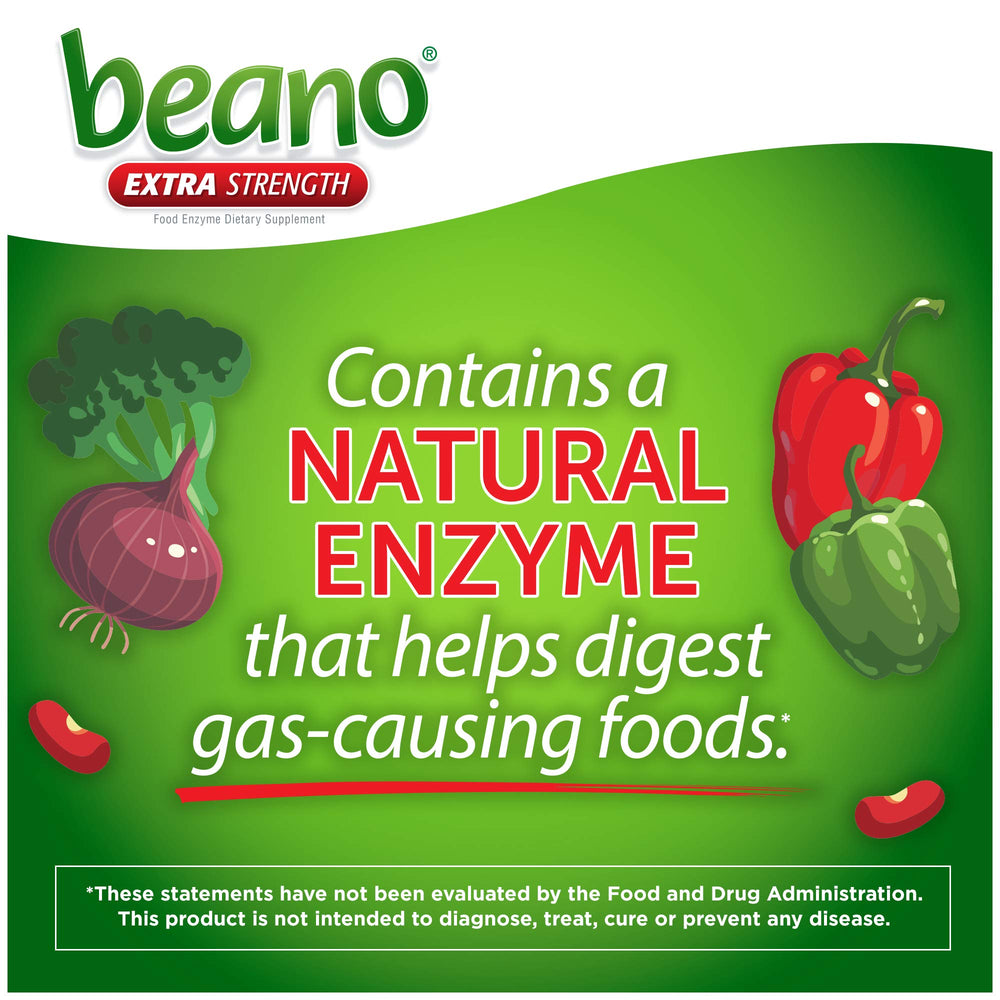 Beano Ultra 800 shown as gas prevention aid during meals.