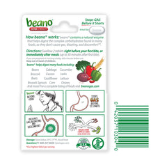 Beano Ultra 800 on kitchen table with healthy foods.