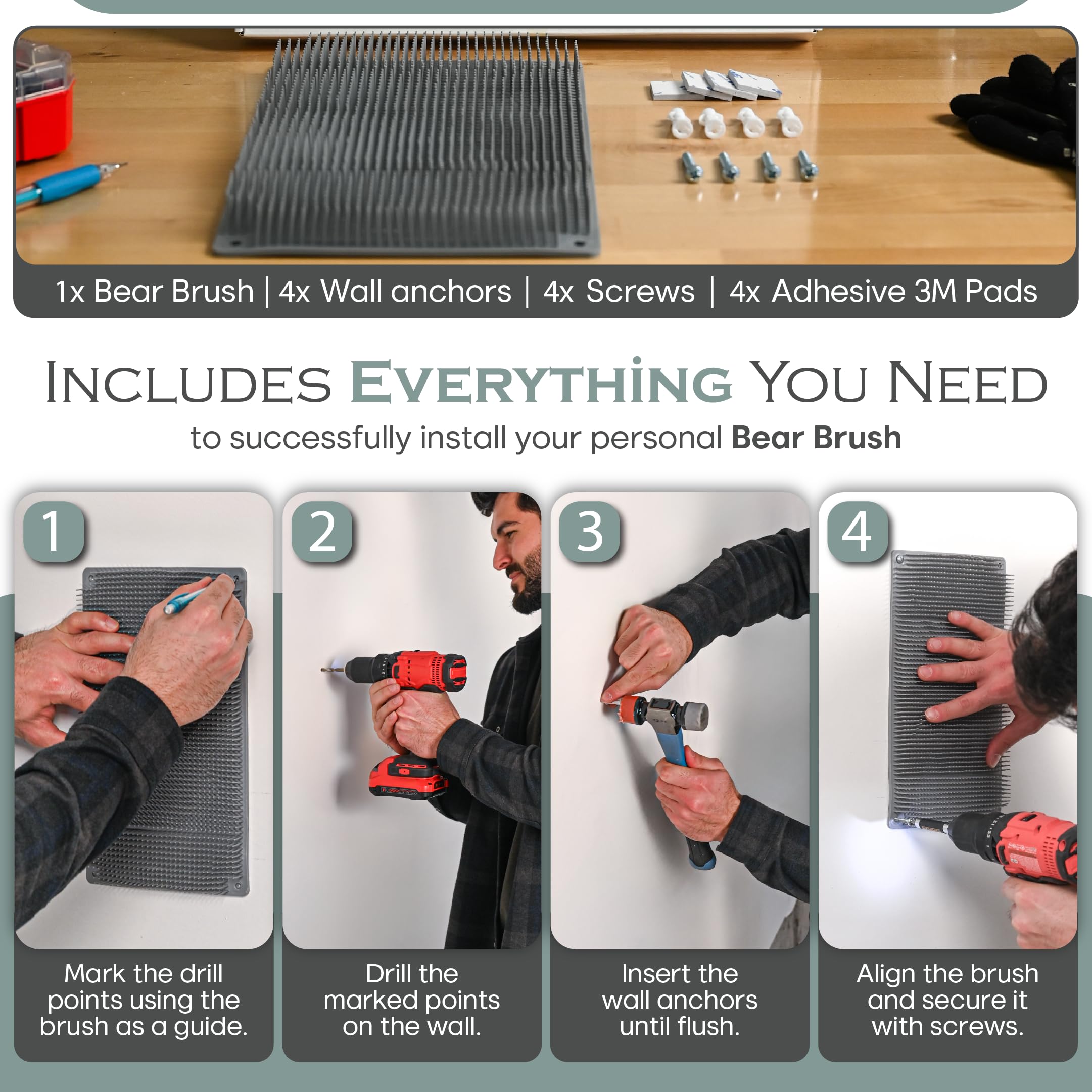 Bear Brush backscratcher easy-install makes any room instantly ready.