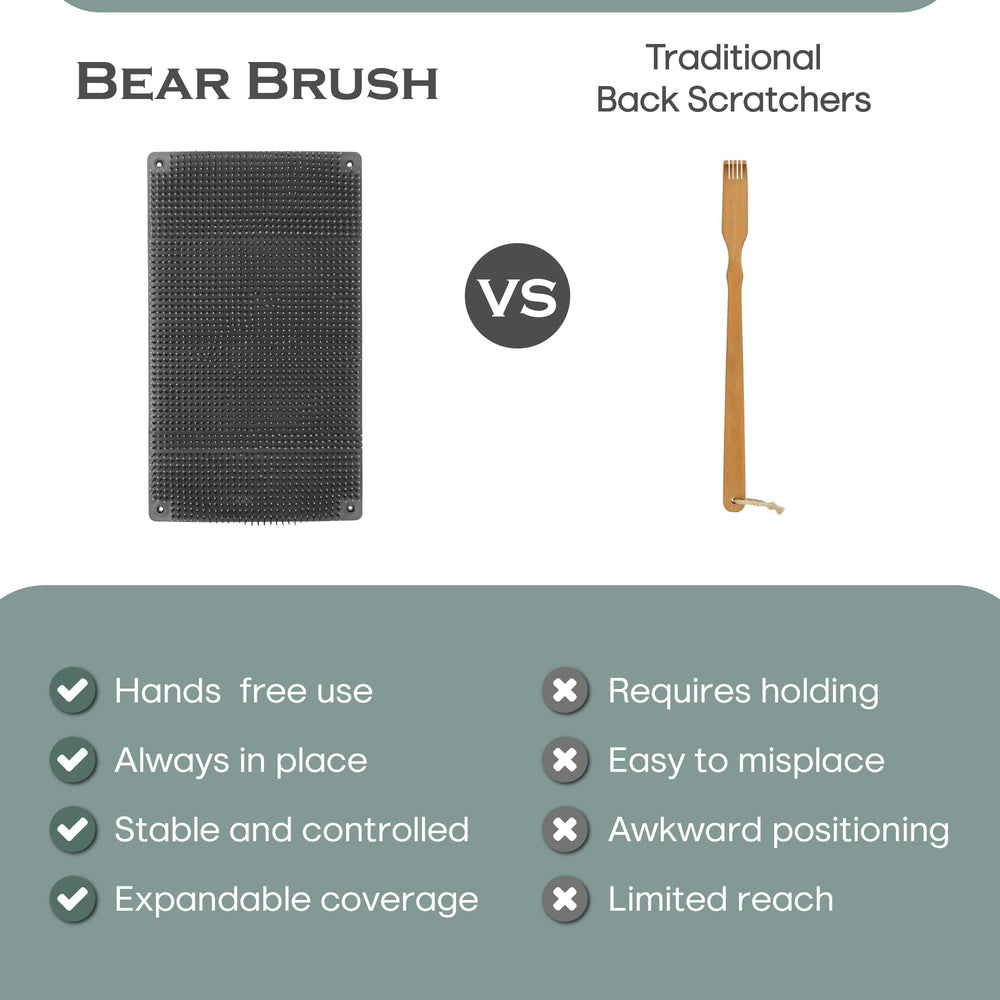 Bear Brush backscratcher room-ready for quick itch relief during work or relaxation.