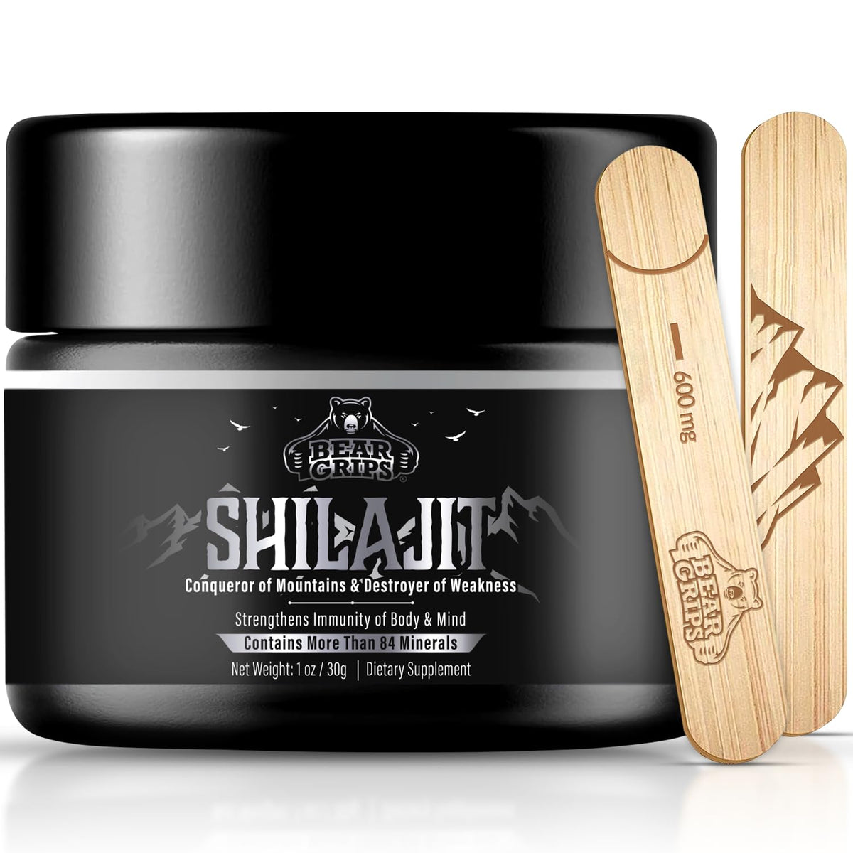 Bear Grips Shilajit pure Himalayan resin bottle for daily vitality