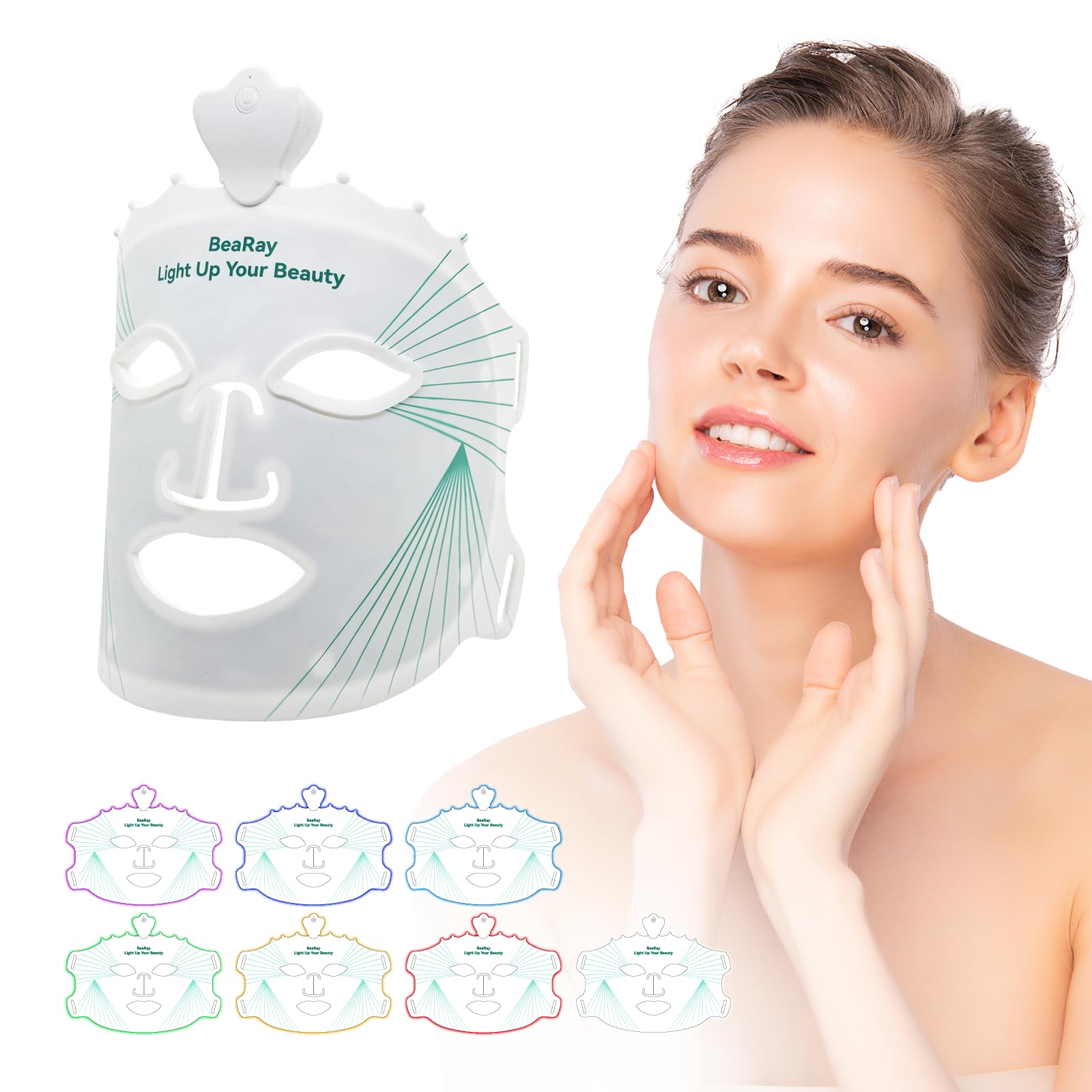 BeaRay red light mask on face for at-home glow and skin texture support
