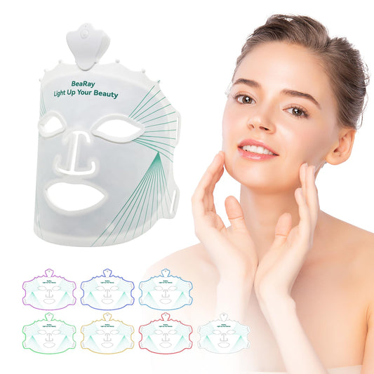 BeaRay red light mask on face for at-home glow and skin texture support