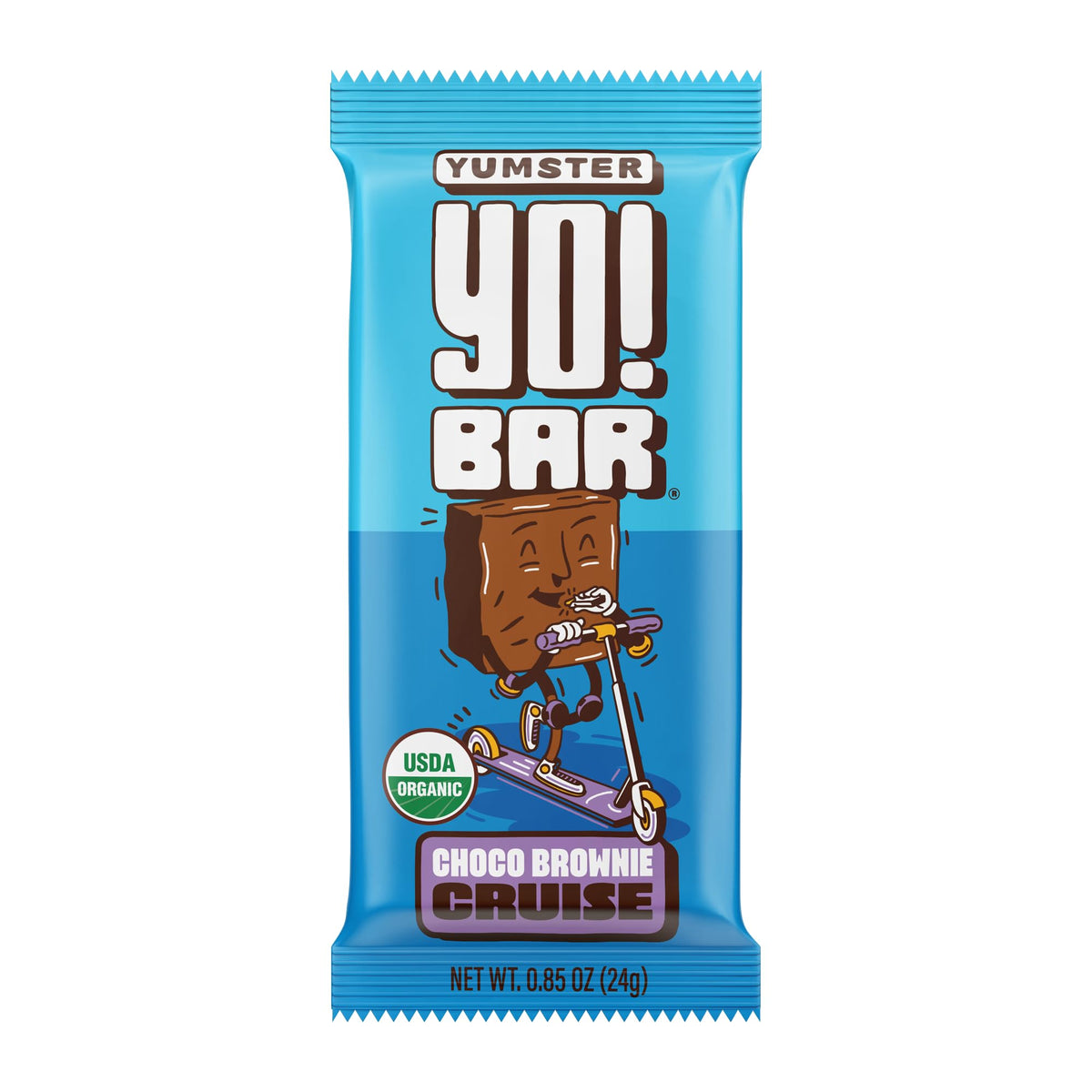 Bearded Brothers Yo! Bar chocolate bar: plant-based kids snack with rich chocolate aroma.