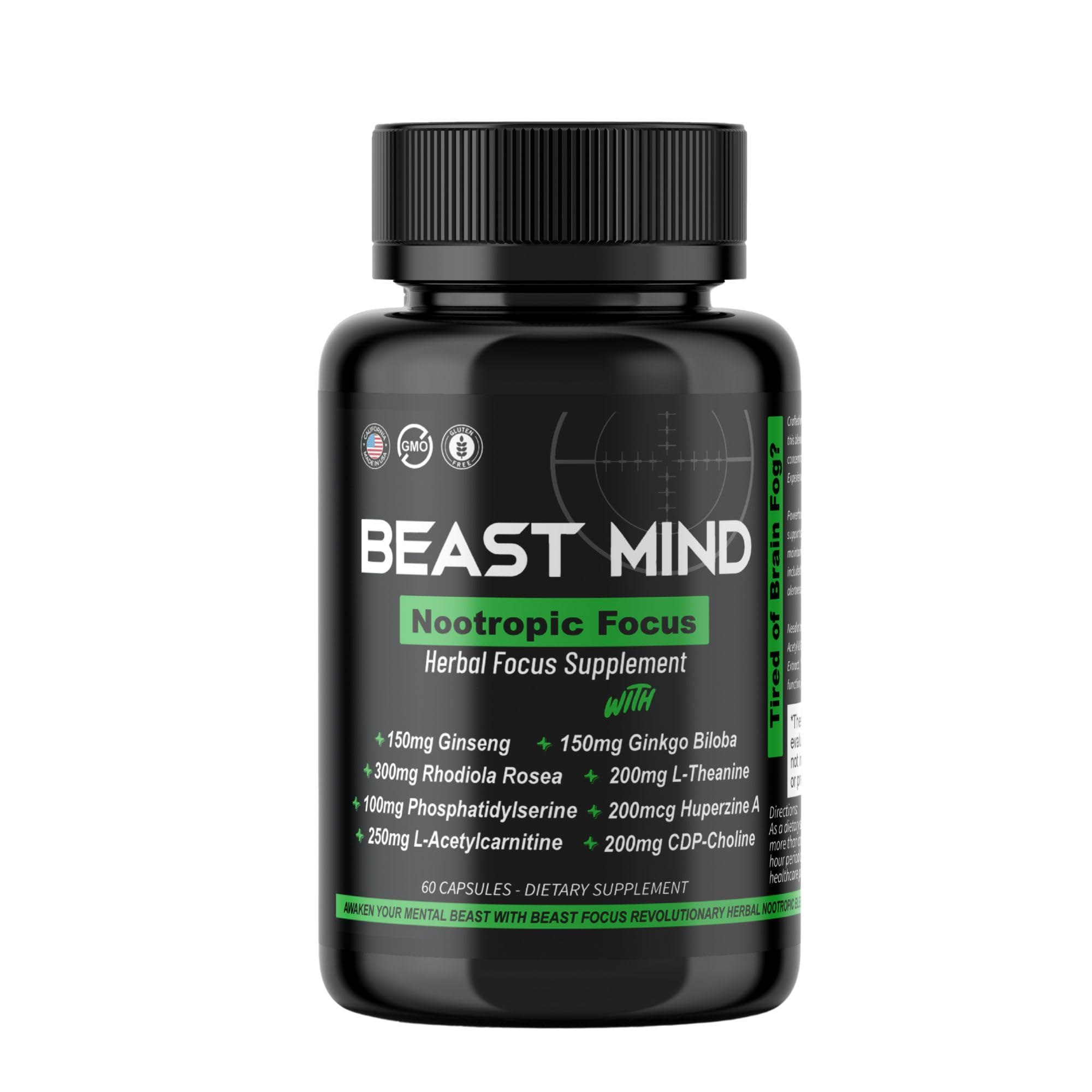 Beast Mind Focus bottle pour for easy daily dosing and focused work sessions