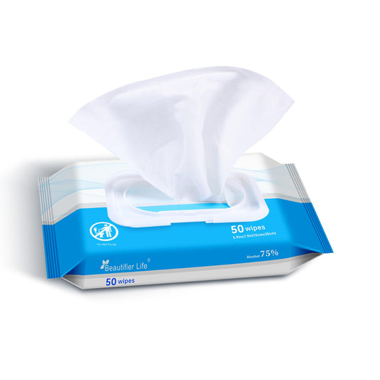 Closeup of aloe and vitamin E moisturizers on Beautifier Life wipes.