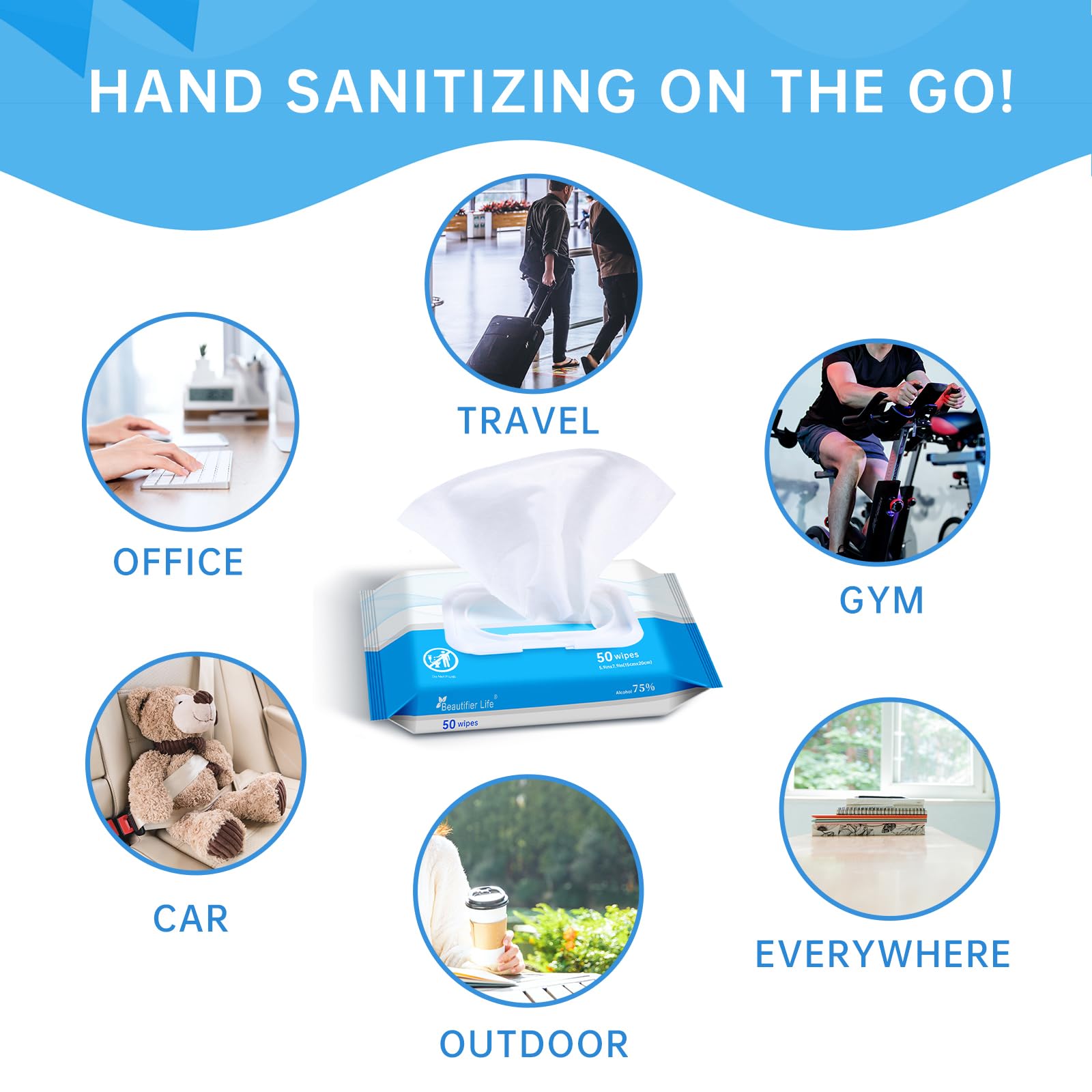 School bag ready Beautifier Life wipes for classrooms and trips.