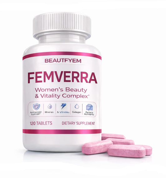 BEAUTIFYEM FEMVERRA bottle-front highlighting premium formulation for mature skin