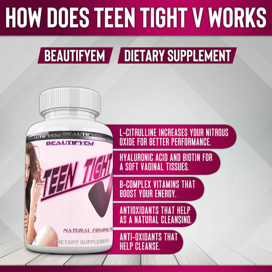 BEAUTIFYEM Teen Tight V packaged supplement ready for daily use and storage