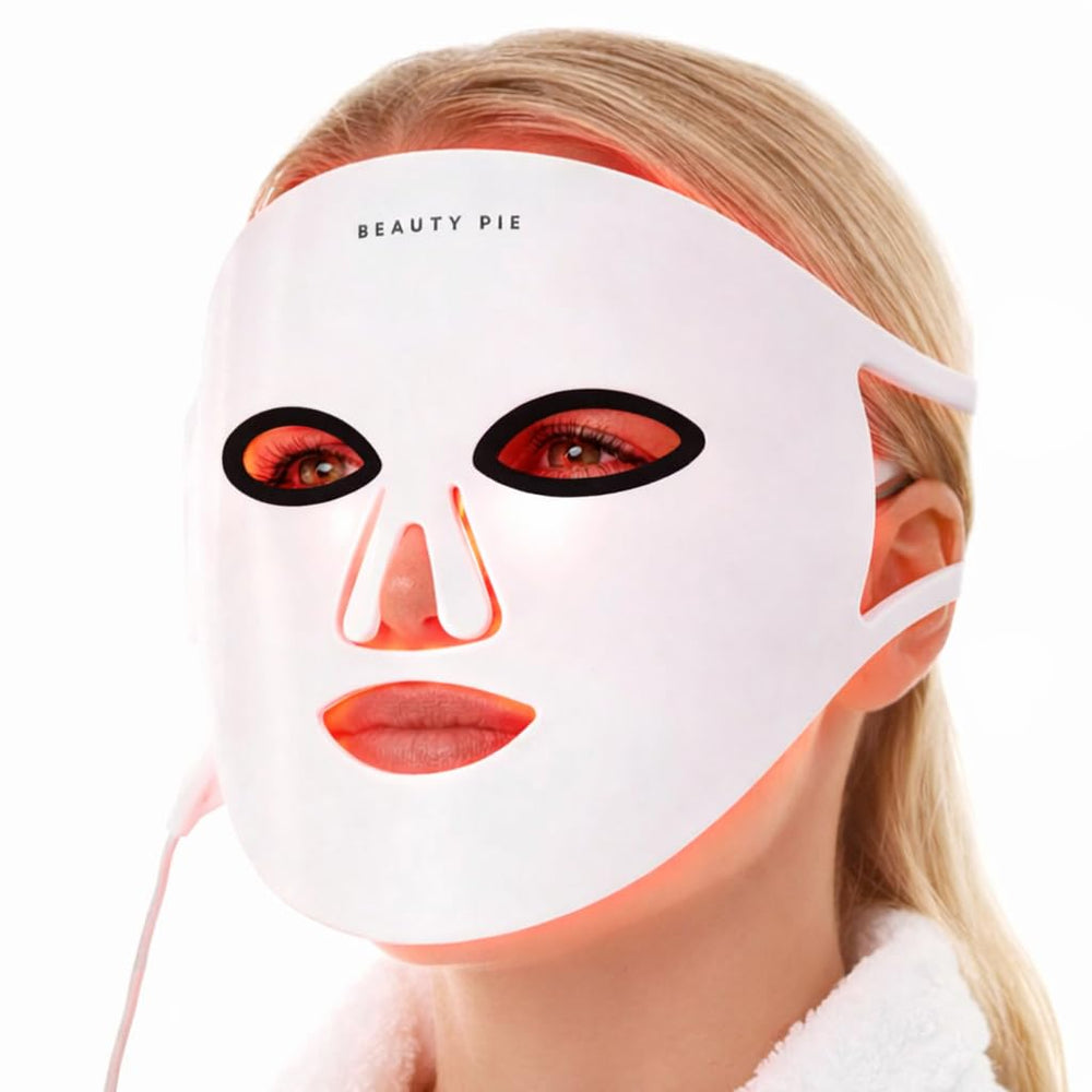 Beauty Pie C-Wave mask with soft-silicone frame for comfortable at-home phototherapy.