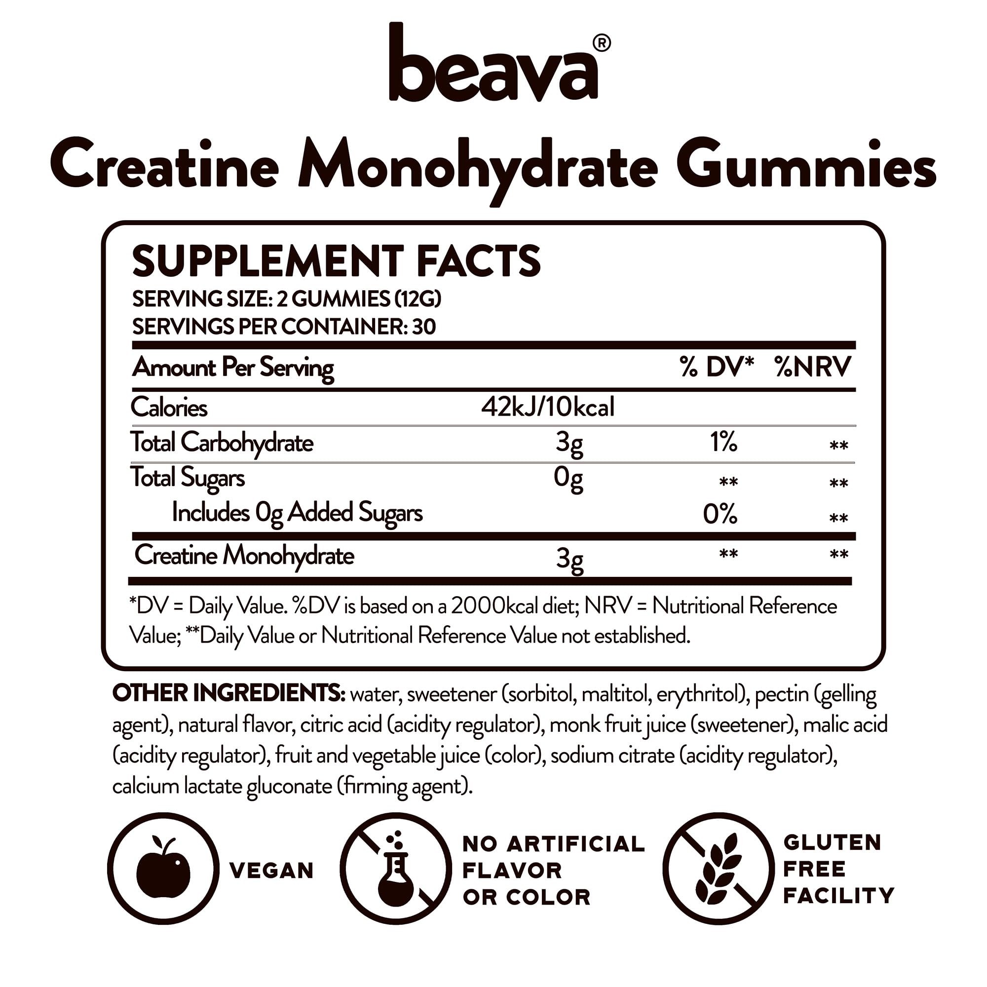 Beava Creatine Monohydrate Gummies packaging shot for on-the-go use.