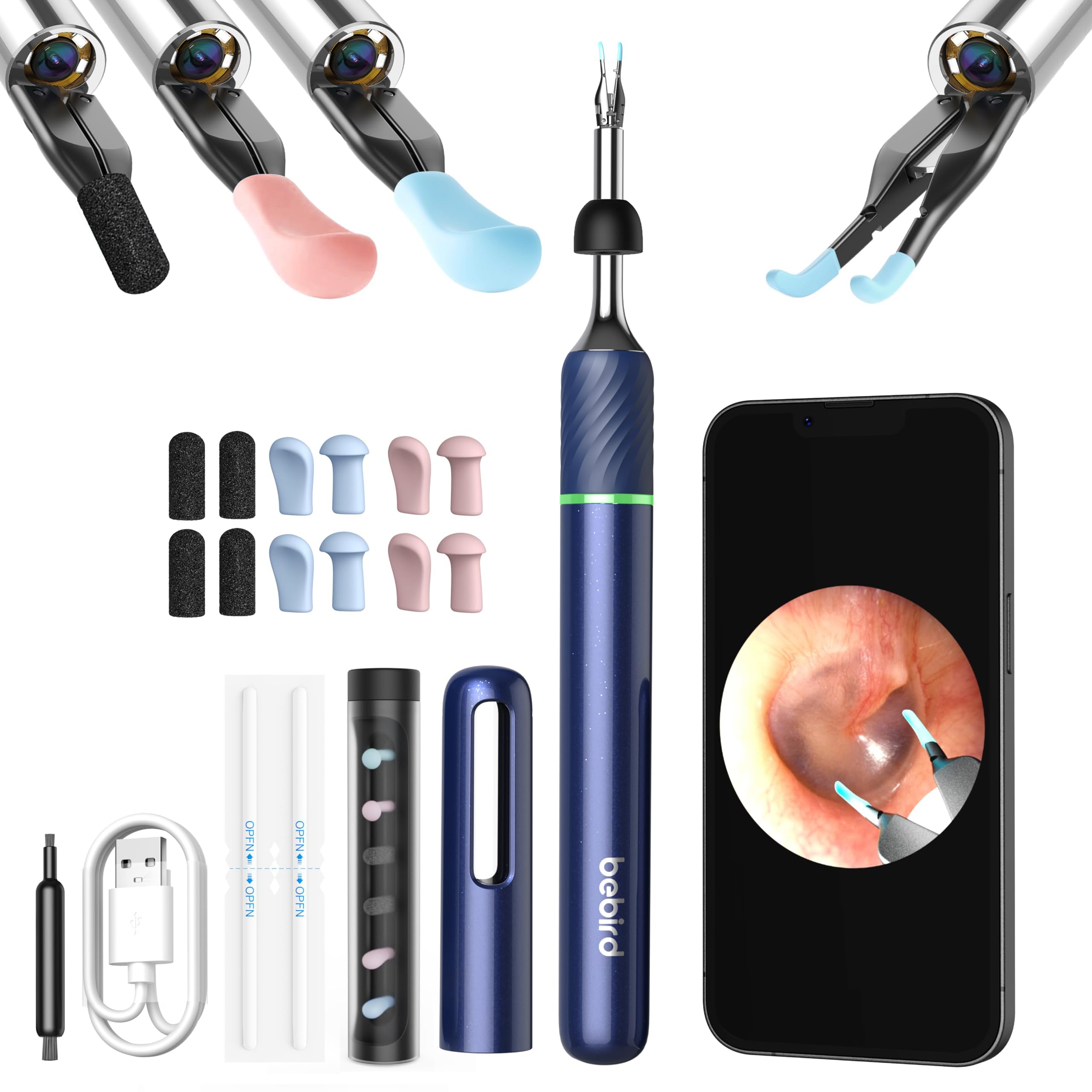 Bebird Pro Note5 camera ear cleaner close-up shows precise imaging for safe cleaning