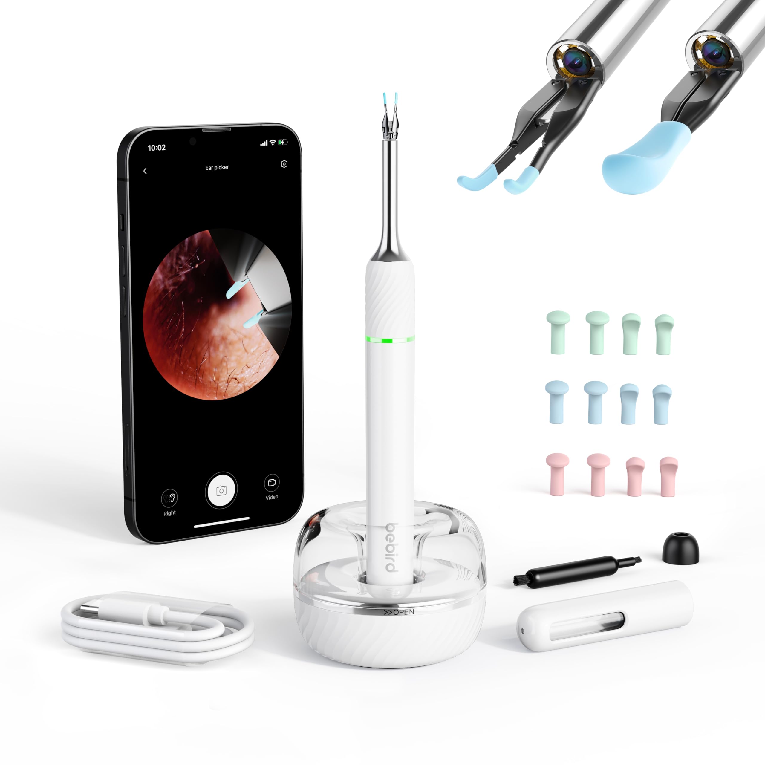 Bebird Pro Note5 Pro camera tweezers—live visuals for precise earwax removal.