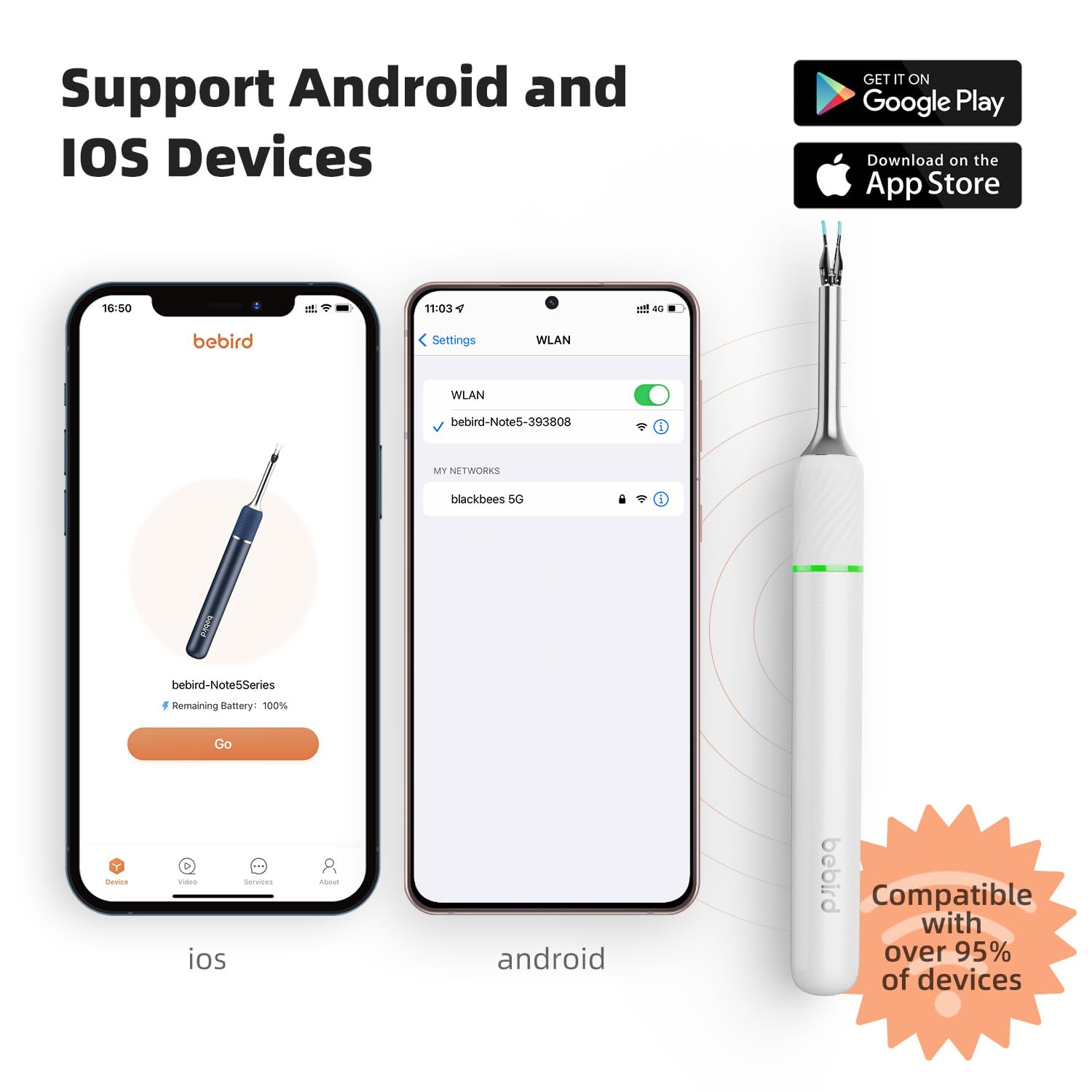 Bebird Pro Note5 USB‑C charging for quick power top‑ups.