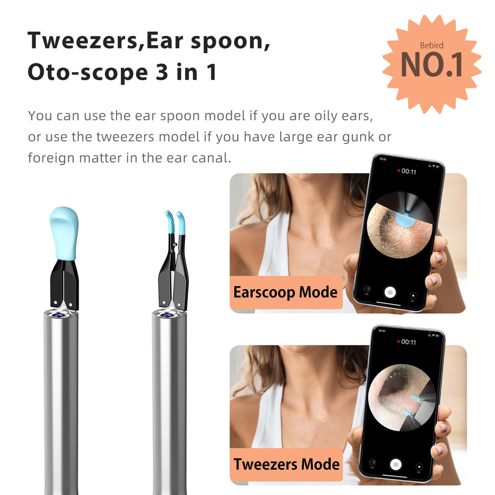 Bebird Pro Note5 view of the ear canal from the built‑in camera.
