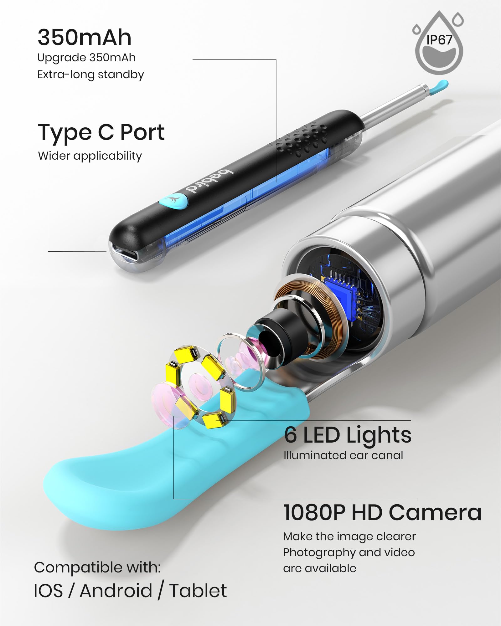 BEBIRD R1 replacement tips allow versatile cleaning with the tool.