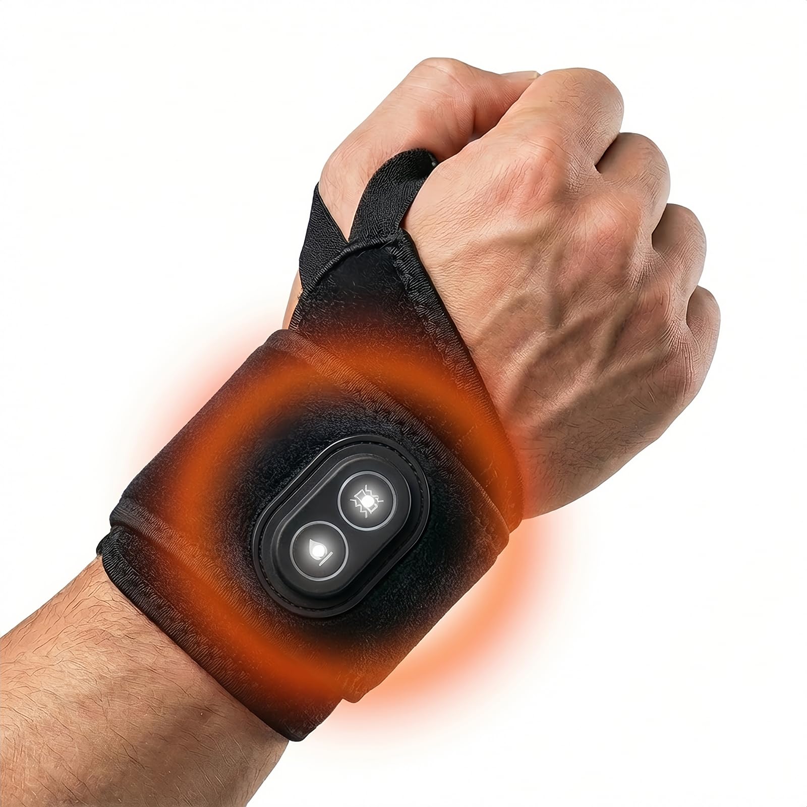 BECANNA cordless 3-in-1 wrist wrap provides heat at the desk for daily relief.