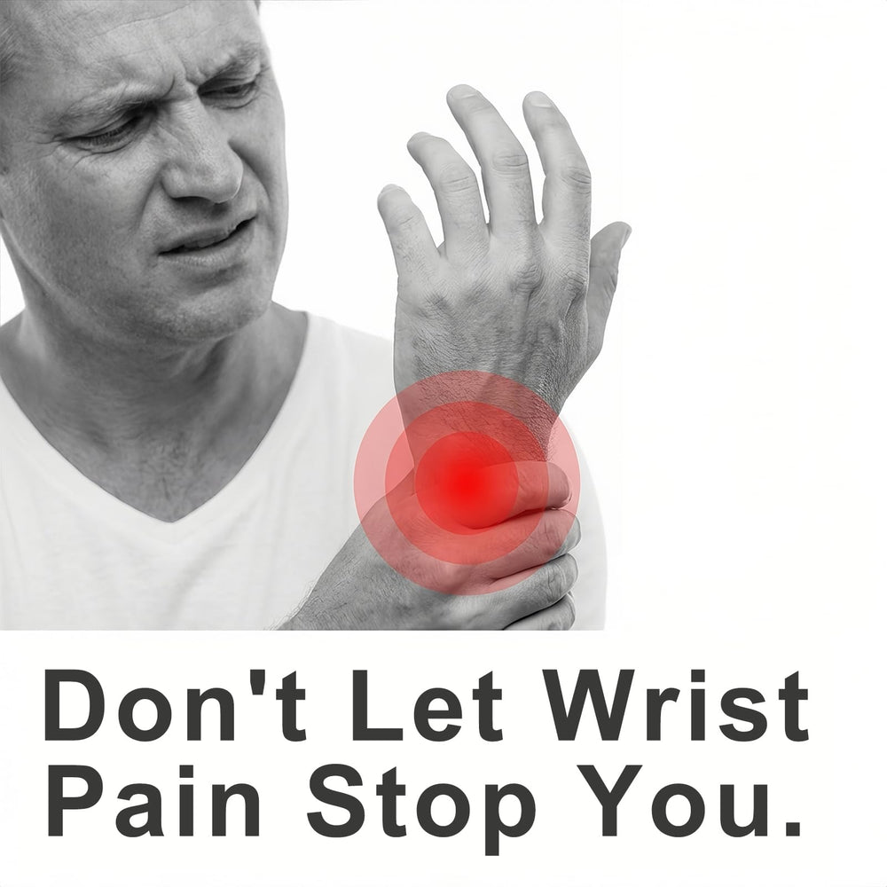 BECANNA wrist wrap with massage modes offers wrist comfort during work.