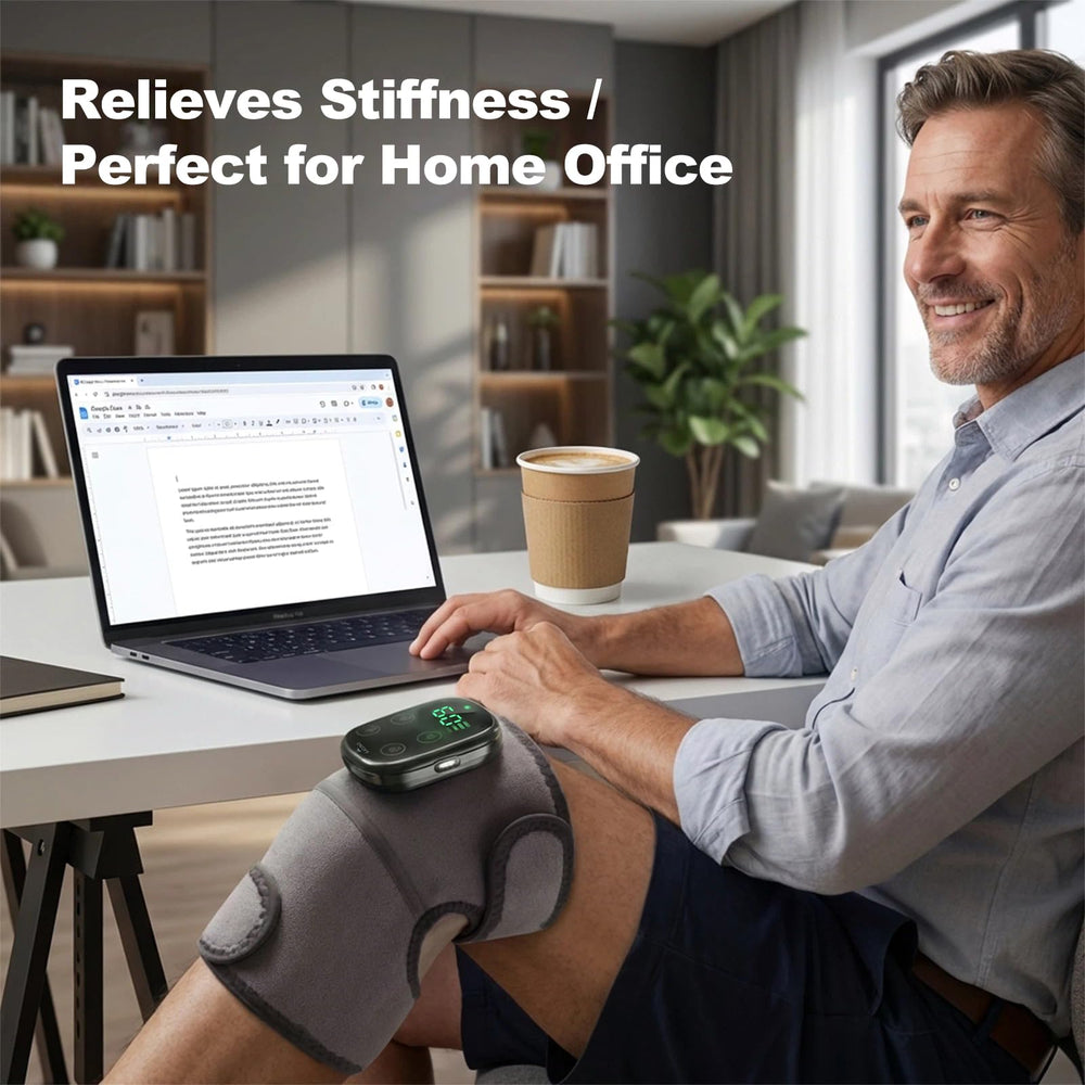 BECANNA red-light therapy knee wrap enhances soothing warmth.