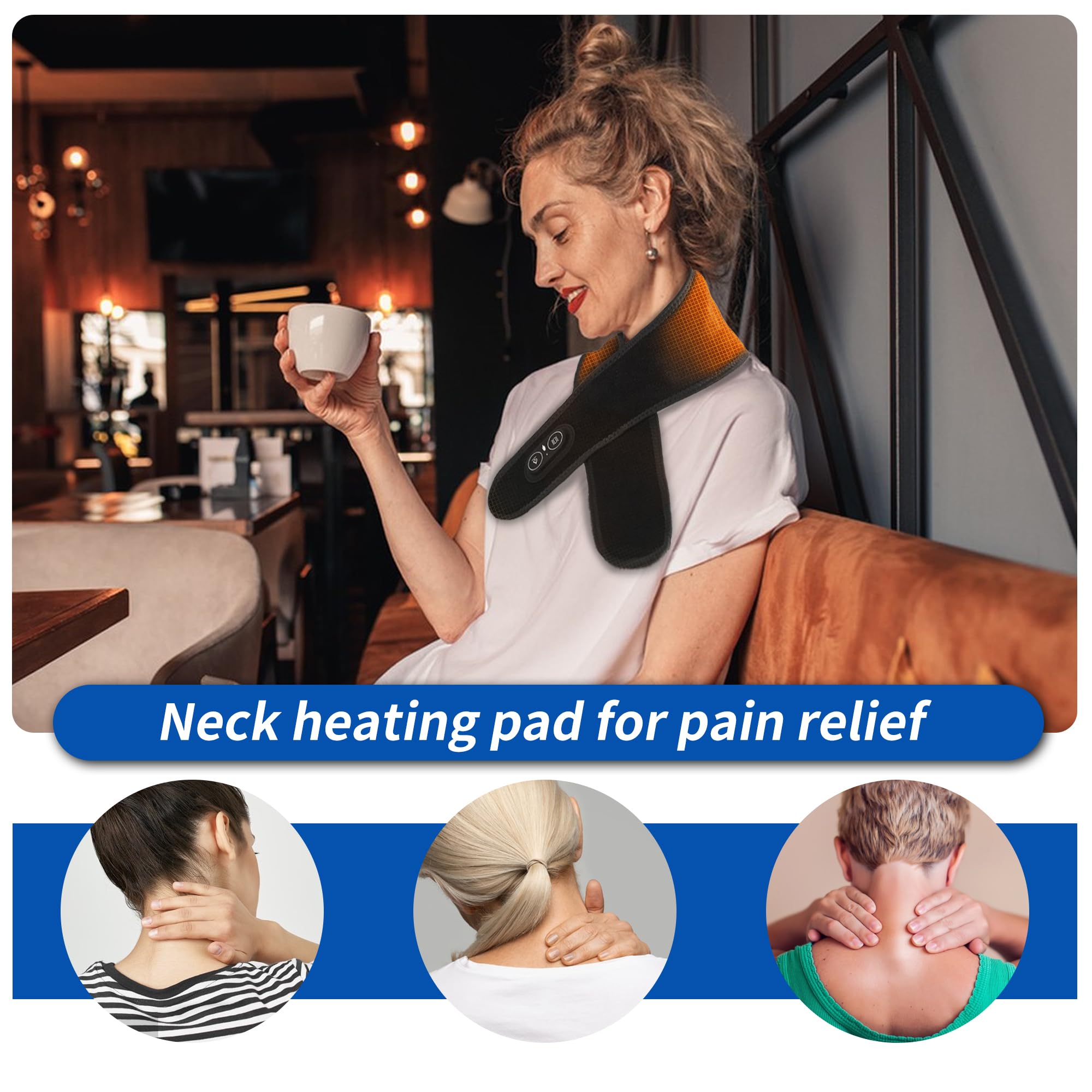 BEDHUM neck heating pad control panel with three levels for comfort.