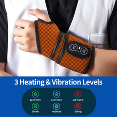 BEDHUM cordless wrist heating pad side view during use for carpal relief
