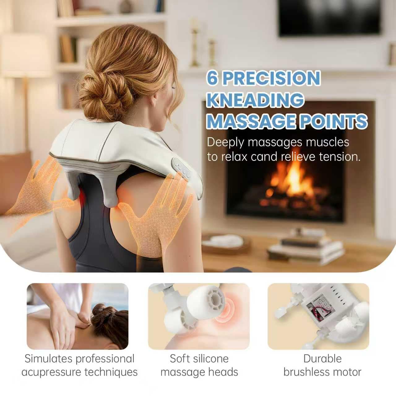 BeeChip 6D Shiatsu massage nodes simulate professional kneading