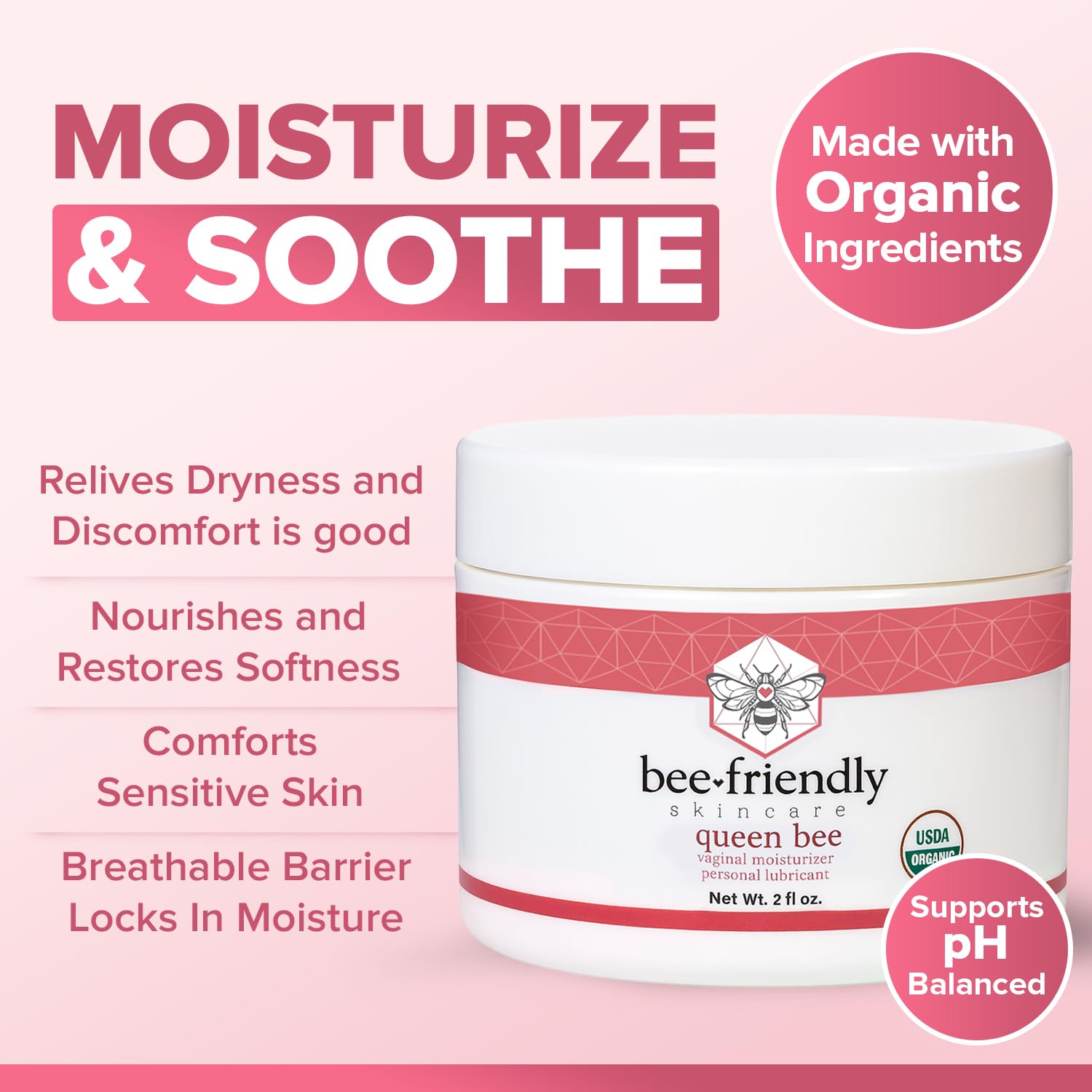BeeFriendly organic olive oil detail highlights nourishing ingredients for skin softness.