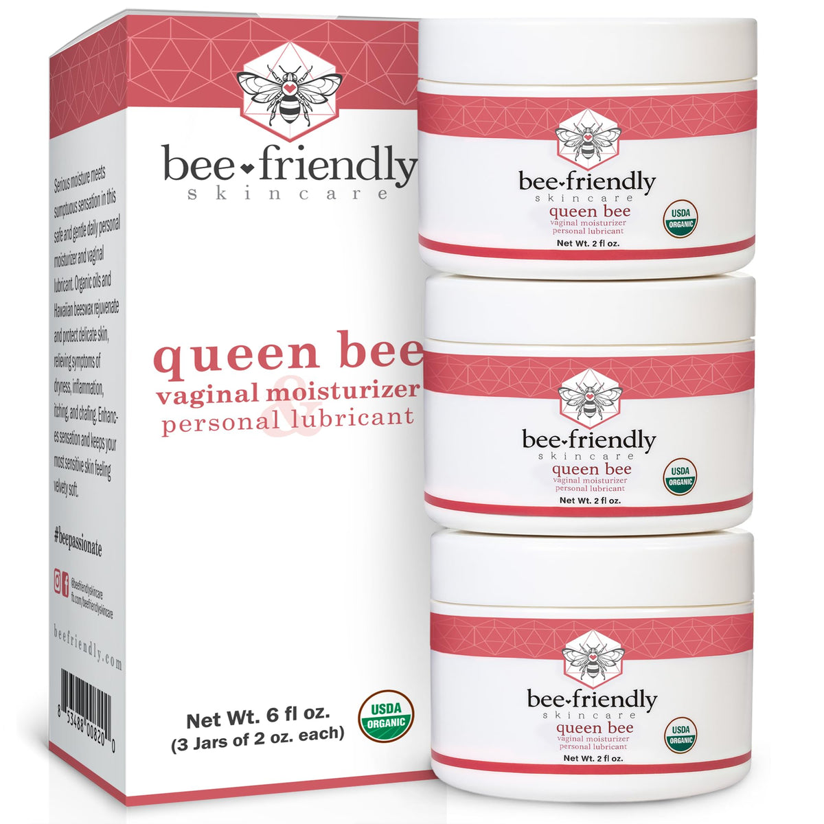 BeeFriendly Organic Vaginal Moisturizer box set for gentle intimate care.