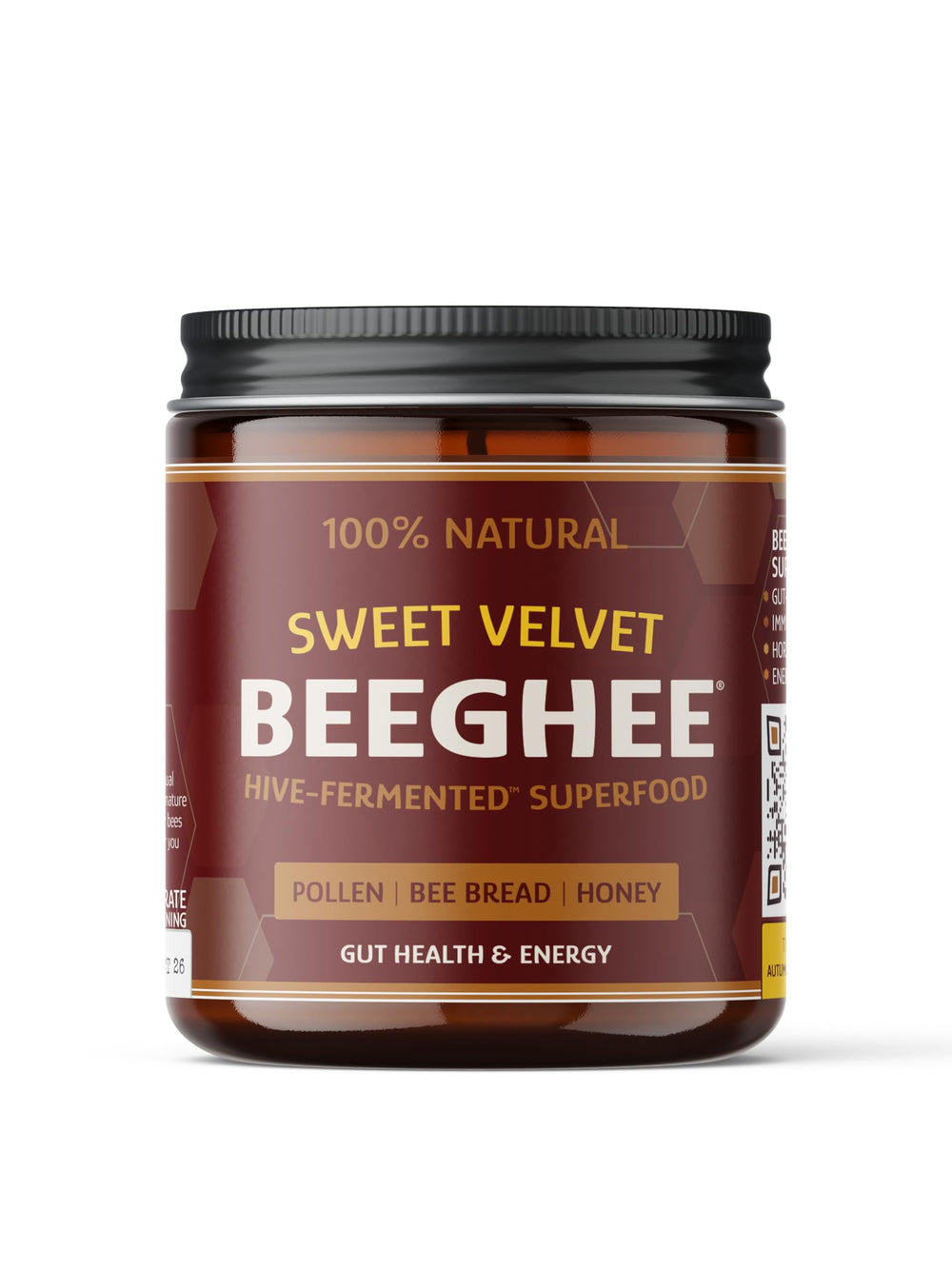 BEEGHEE Live Probiotic Bee Bread jar with creamy texture for gut health support.
