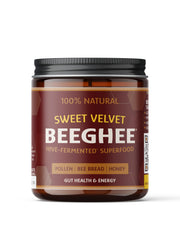 BEEGHEE Live Probiotic Bee Bread jar with creamy texture for gut health support.
