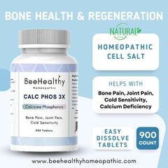 BeeHealthy CalcPhos 3X tablets close-up shows easy-dissolve format.