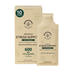 Beekeeper's Naturals ashwagandha liposomal packet for daily stress support.