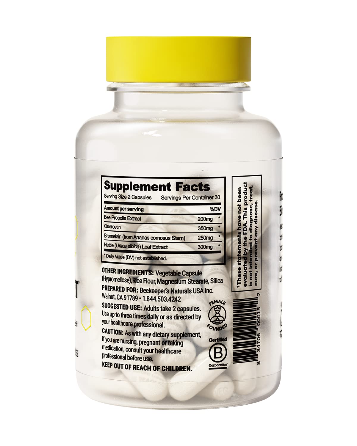 Beekeeper's Naturals packaging and label detailing ingredients
