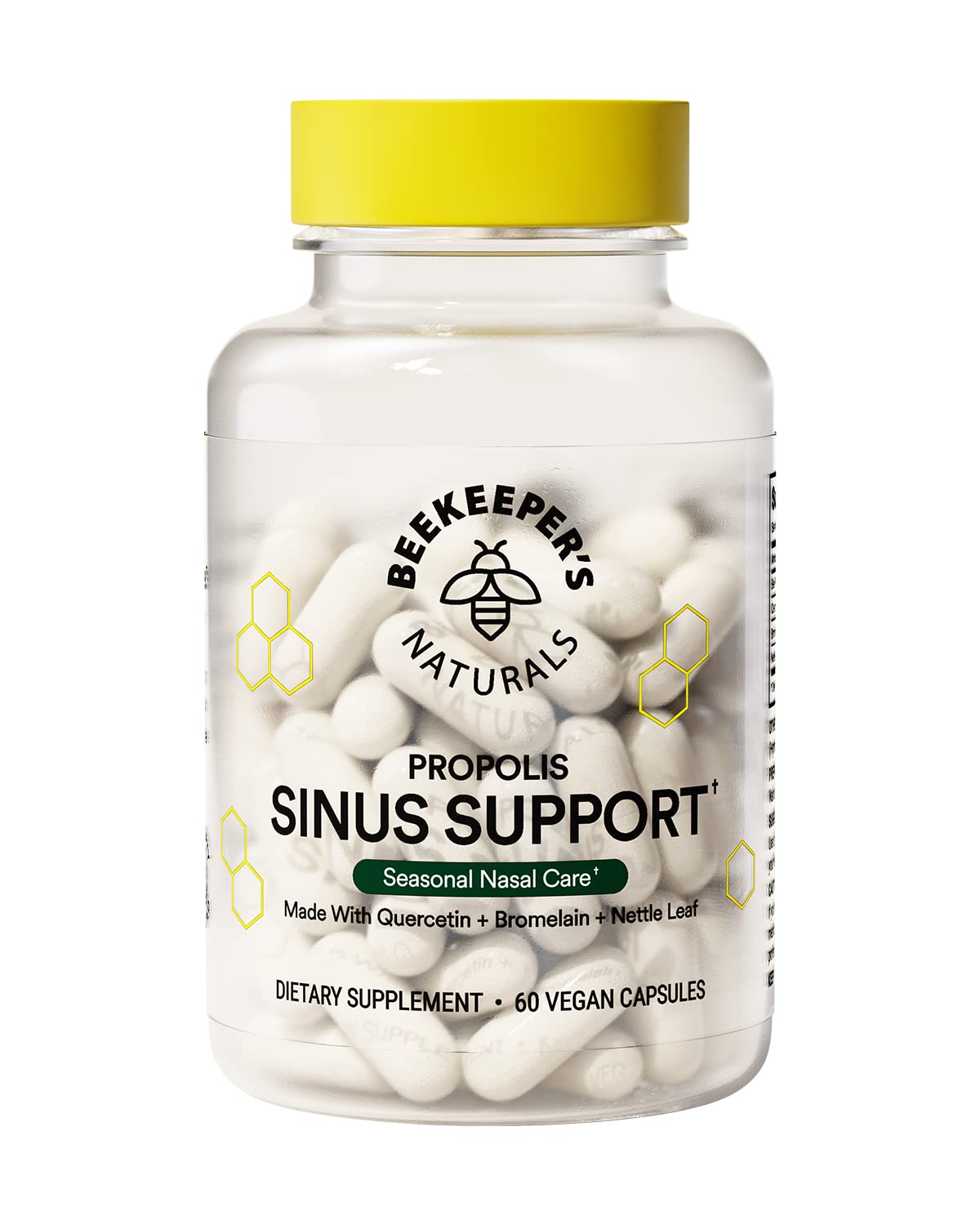 Beekeeper's Naturals sinus support bottle with capsules for seasonal comfort
